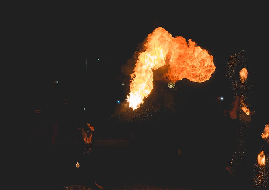 fire, bonfire, flame, philippines, porac, poracay, human, person HD wallpaper