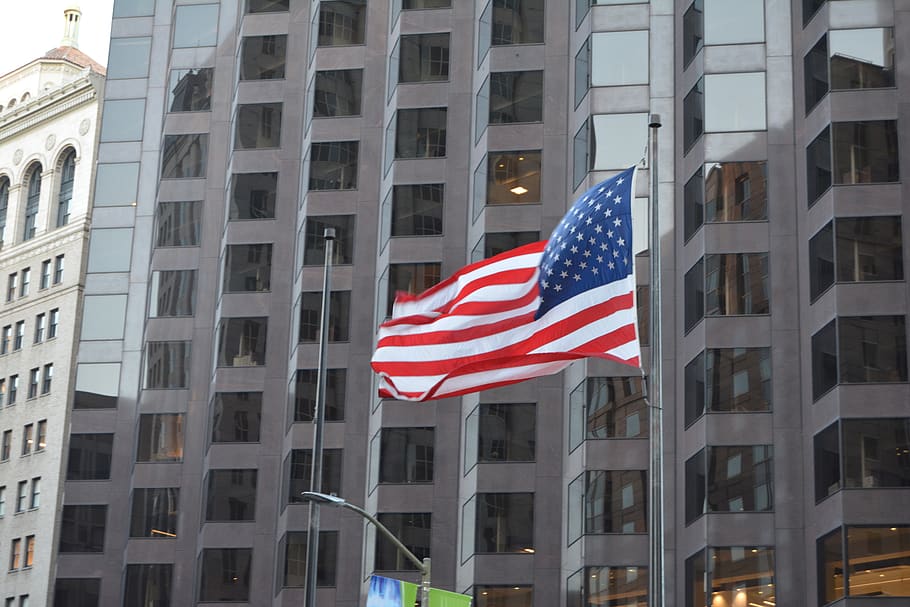 american flag, usa, building exterior, architecture, built structure HD wallpaper