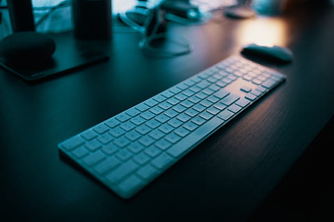 Apple Magic Keyboard With Numeric Pad on Table Near Wireless Mouse HD wallpaper