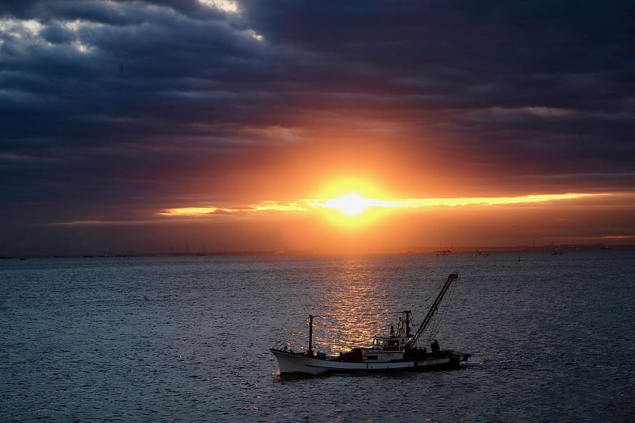 sunrise, cloud, dramatic, tokyo bay, sea, ship, morning, sunset HD wallpaper