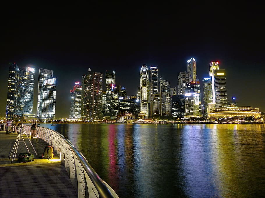 river, water, flow, nature, singapore, city, urban, construction HD wallpaper