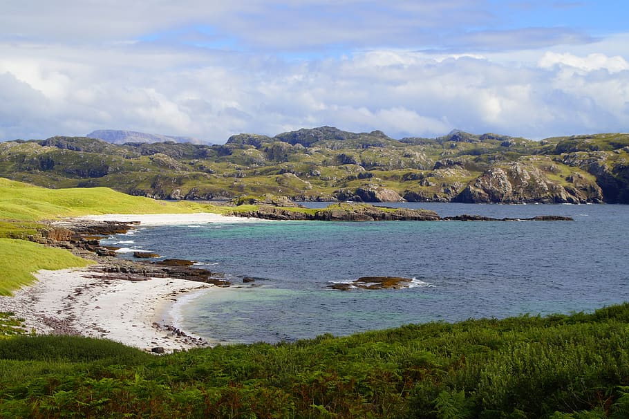 handa, handa island, sand beach, scotland, united kingdom, landscape, HD wallpaper