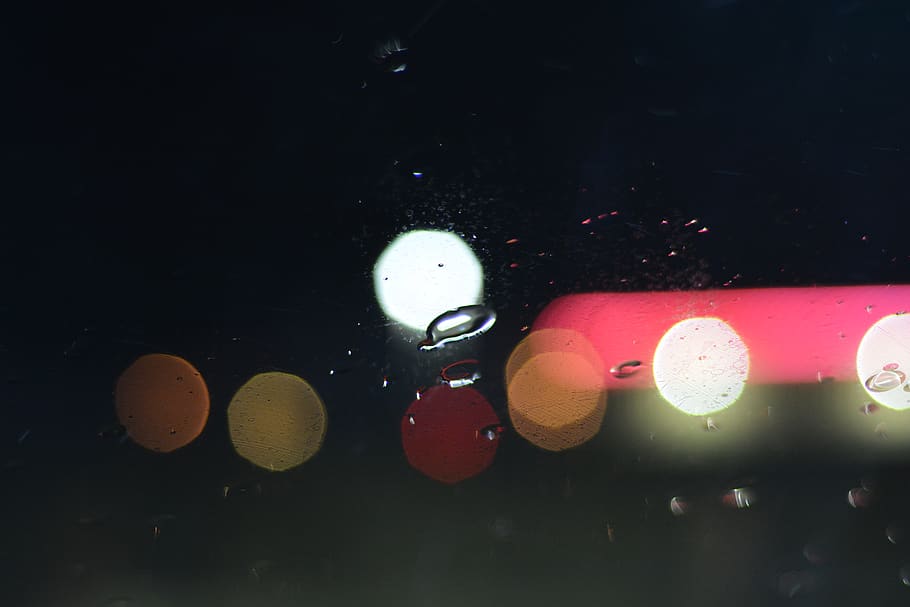 Colors, light, rain, indoors, no people, close-up, night, illuminated HD wallpaper