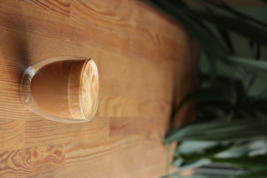 coffee cup, beverage, latte, drink, wood, milk, hardwood, texture HD wallpaper