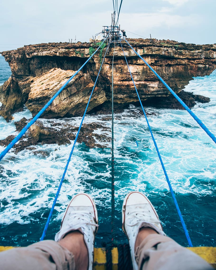 sea, water, island, adventure, converse, travel, low section HD wallpaper