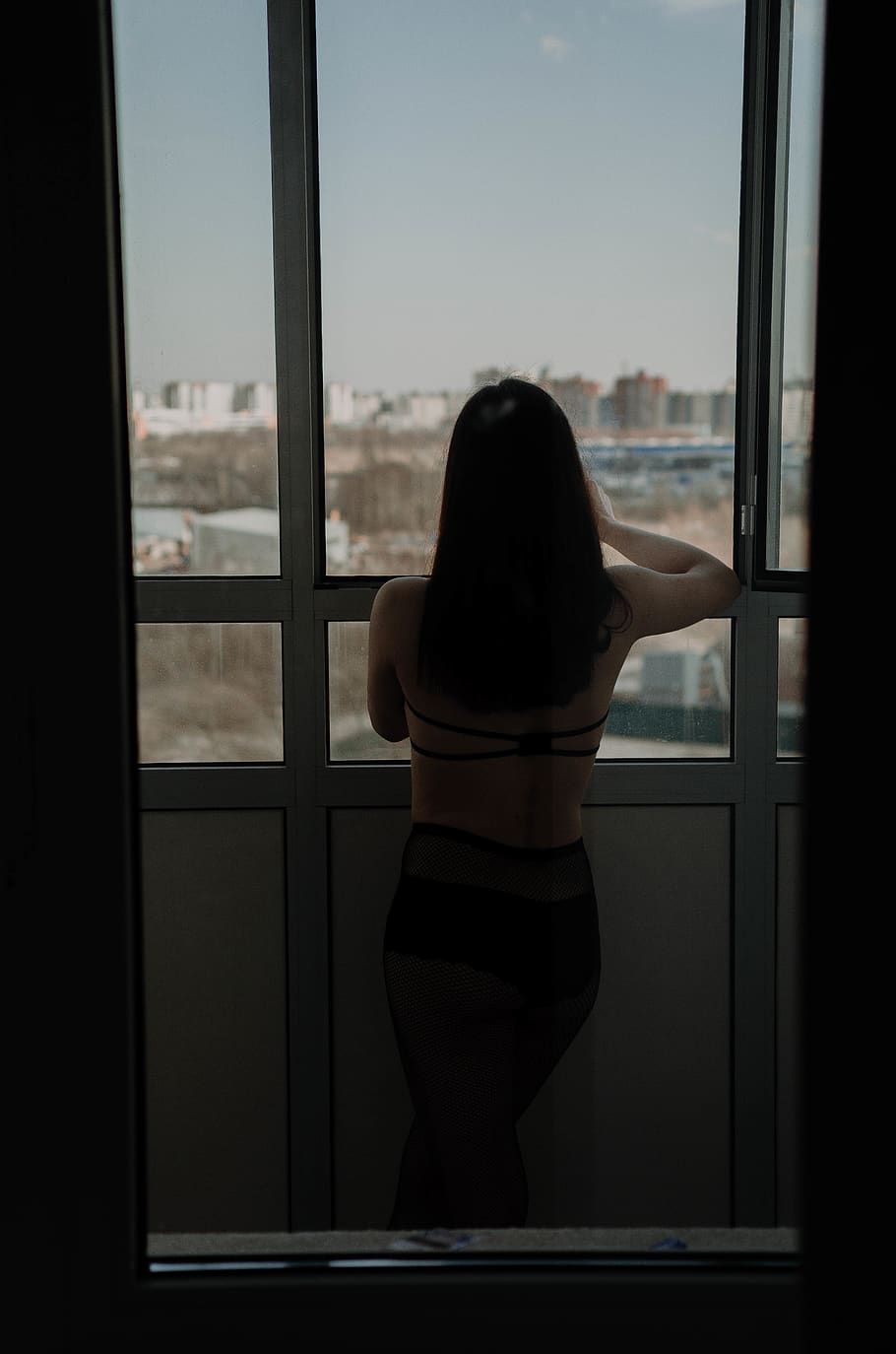 window, one person, rear view, glass - material, indoors, transparent HD wallpaper