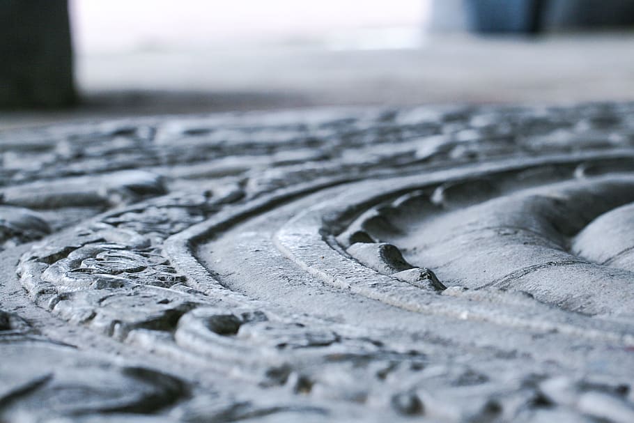 Gray Concrete Floor, carving, close-up, daylight, design, ground HD wallpaper