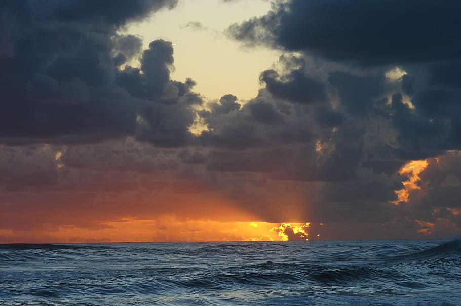 golden hour view at the ocean, nature, outdoors, sky, sunlight HD wallpaper