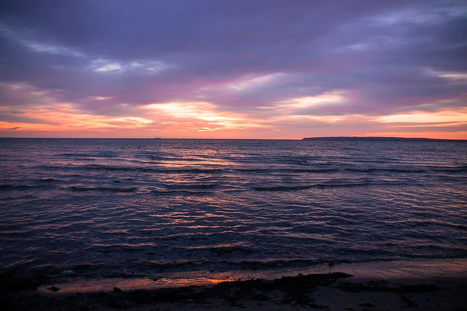 HD wallpaper: baltic sea, sunset, water, lake, rügen, sassnitz ...