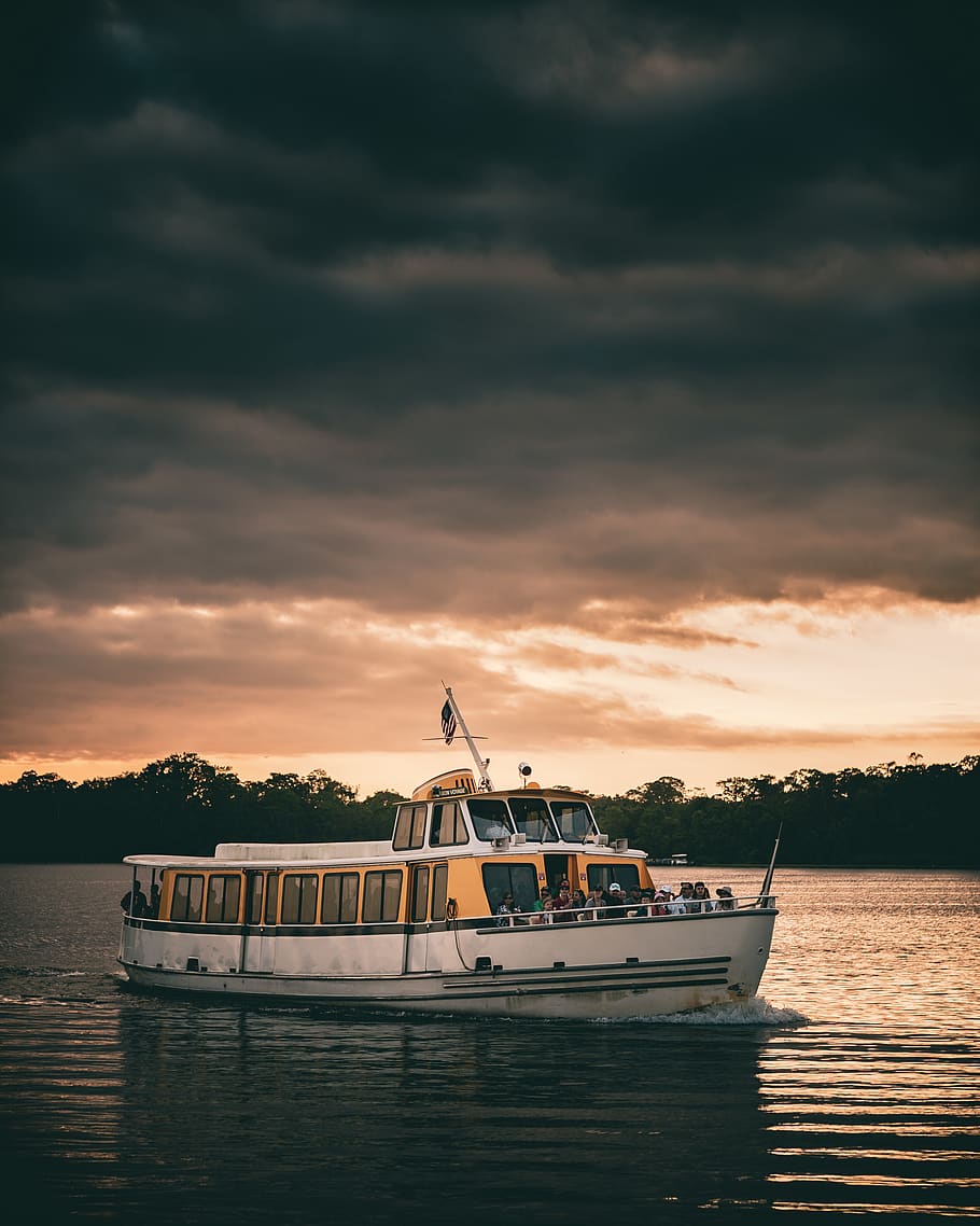 white boat under cloudy sky, nautical vessel, cloud - sky, transportation HD wallpaper
