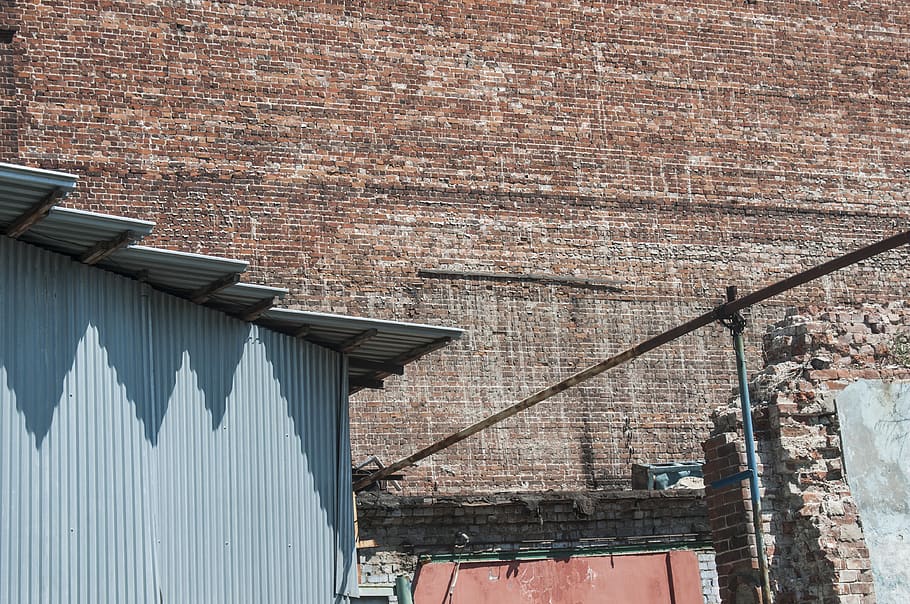 building, wall, industrial zone, brick, old, history, landscape HD wallpaper