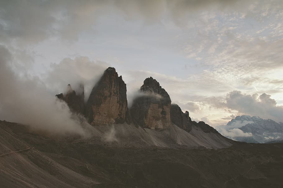 italy, auronzo di cadore, three peaks of lavaredo, montains, HD wallpaper
