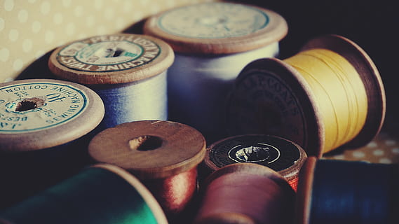 HD wallpaper: sewing, cotton thread, cotton reels, lilac, measuring tape