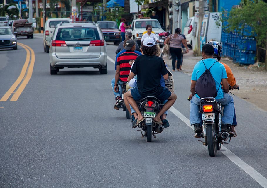 dominican republic, sosúa, people, bike, automobile, car, traffic