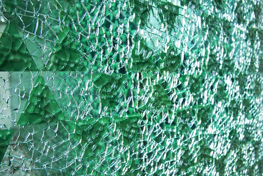 texture, broken, glass, blue, construction, architecture, green color HD wallpaper