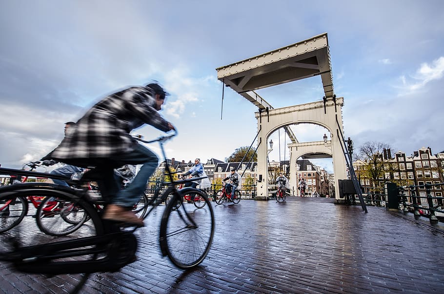 netherlands, amsterdam, transportation, architecture, bicycle HD wallpaper