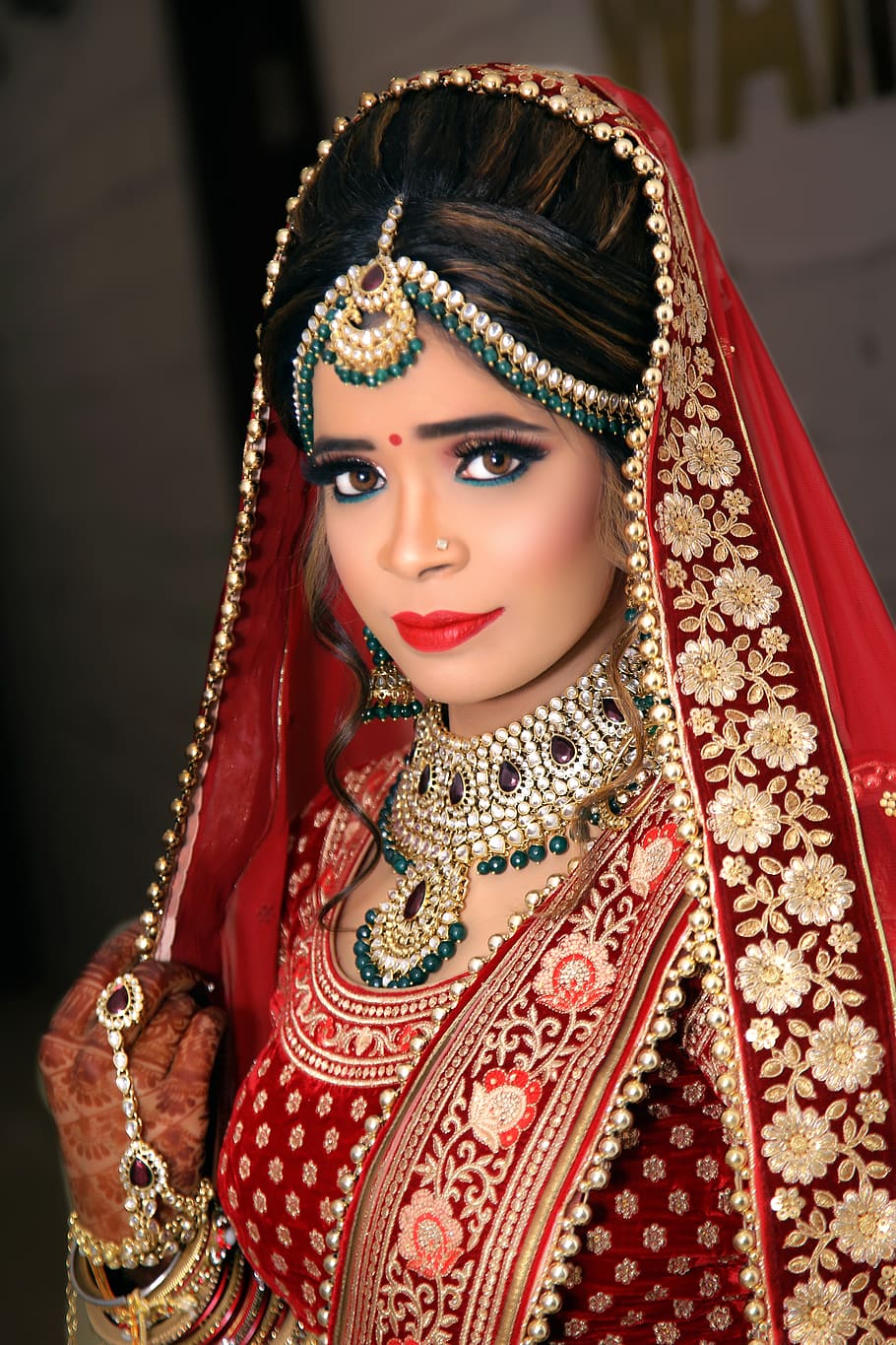 Portrait of Beautiful Bride, elegant, photoshoot, traditional wear