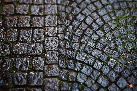 road, cobblestones, paving stones, patch, ground, texture, pavement HD wallpaper