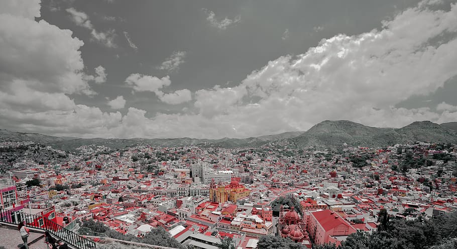 mexico, guanajuato, city, old city, landscape, clouds, skyscape, HD wallpaper