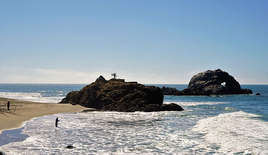 stone formations at ocean during daytime, promontory, nature HD wallpaper