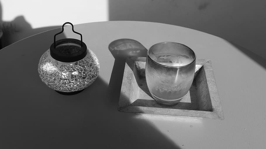 black and white, objet, shadow, light, summer, indoors, table HD wallpaper