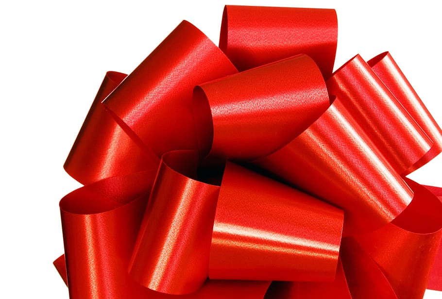 bow, ribbon, red, gift, holiday, white, shine, satin, background HD wallpaper