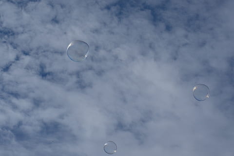 soap bubble, sky, airy, flying, clouds, float, weightless, childhood HD wallpaper