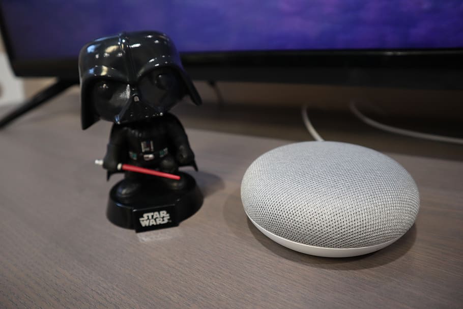 darkside, darth vader, google mini, google assistant, technology HD wallpaper