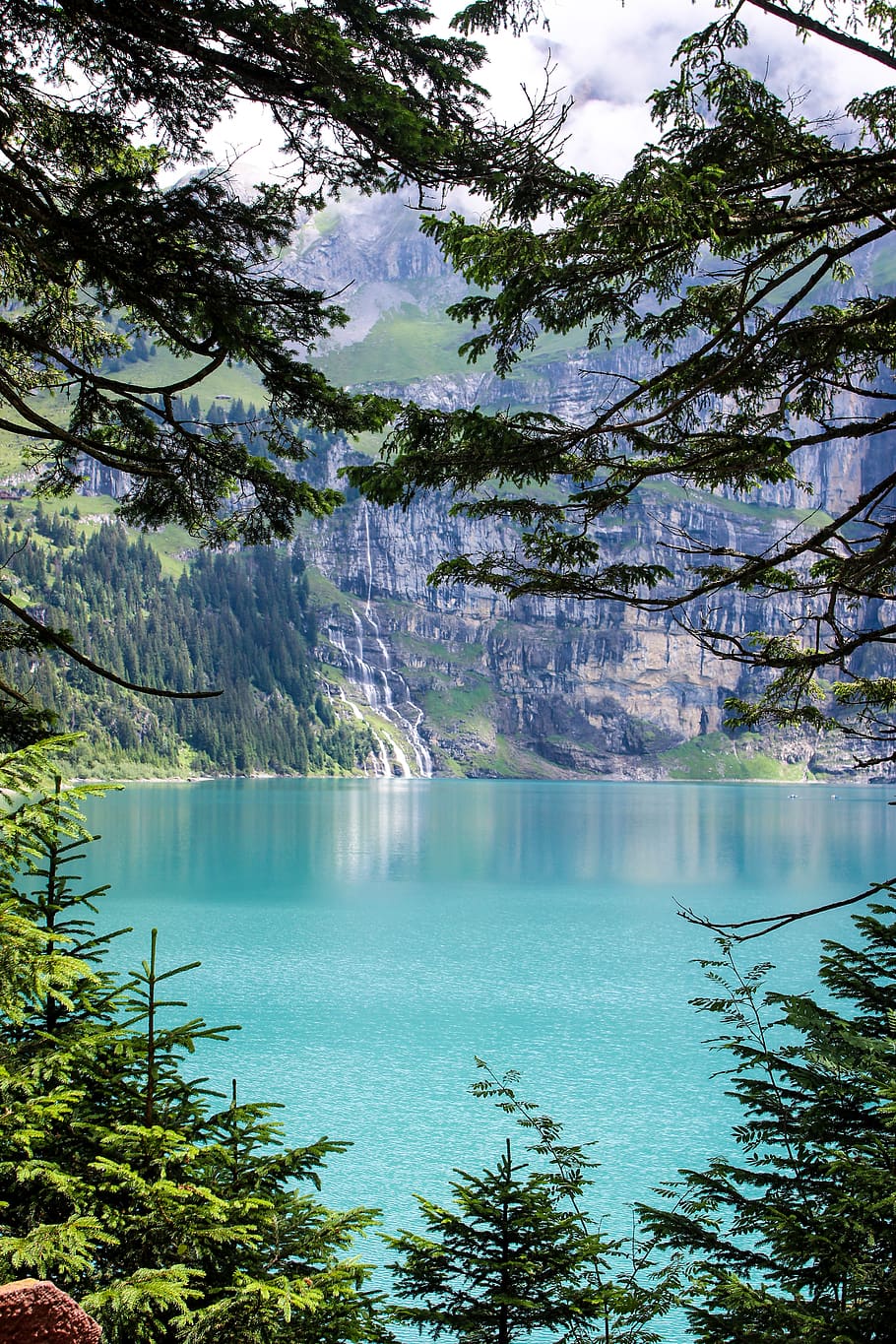 mountain and lake scenery, water, tree, plant, nature, outdoors HD wallpaper