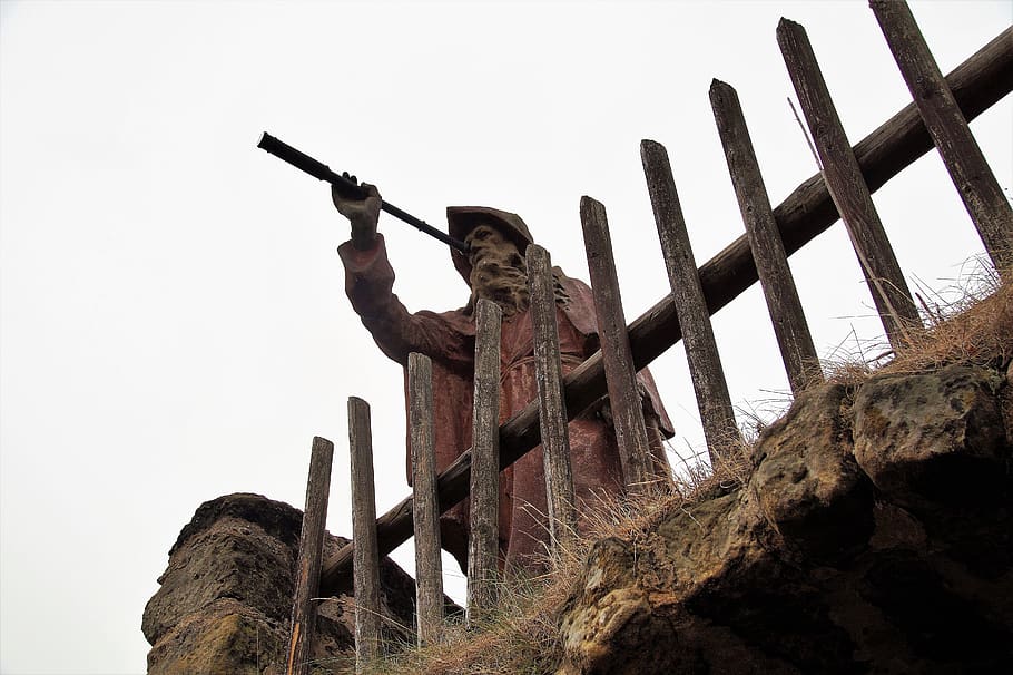 statue, hermit, telescope, stone, the priest, the monk, visor HD wallpaper