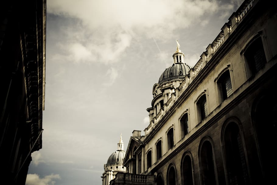 sky, clouds, buildings, stones, wall, arches, windows, building exterior HD wallpaper
