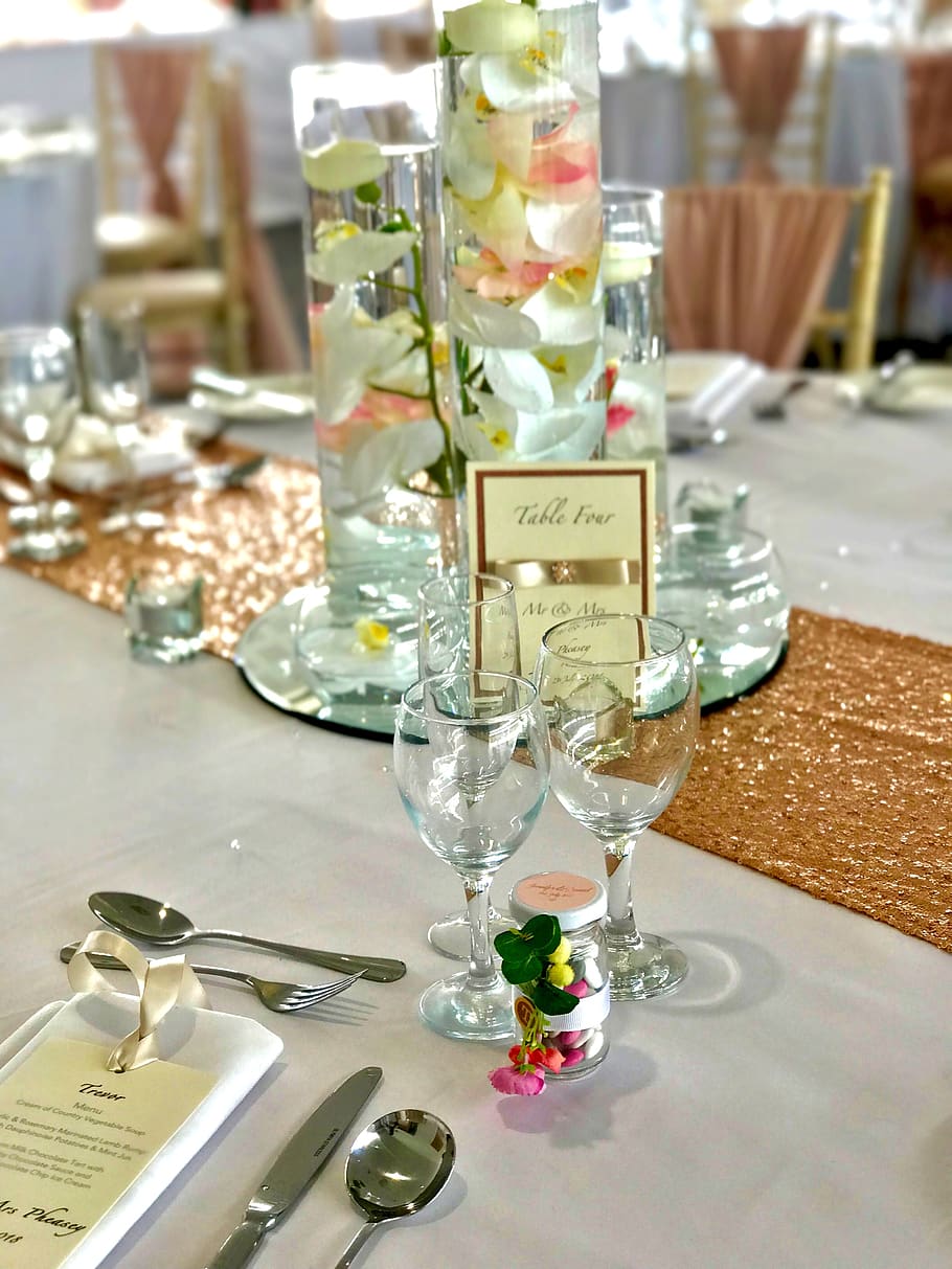 wedding, hotel, event, flowers, elegance, table, glass, food and drink HD wallpaper