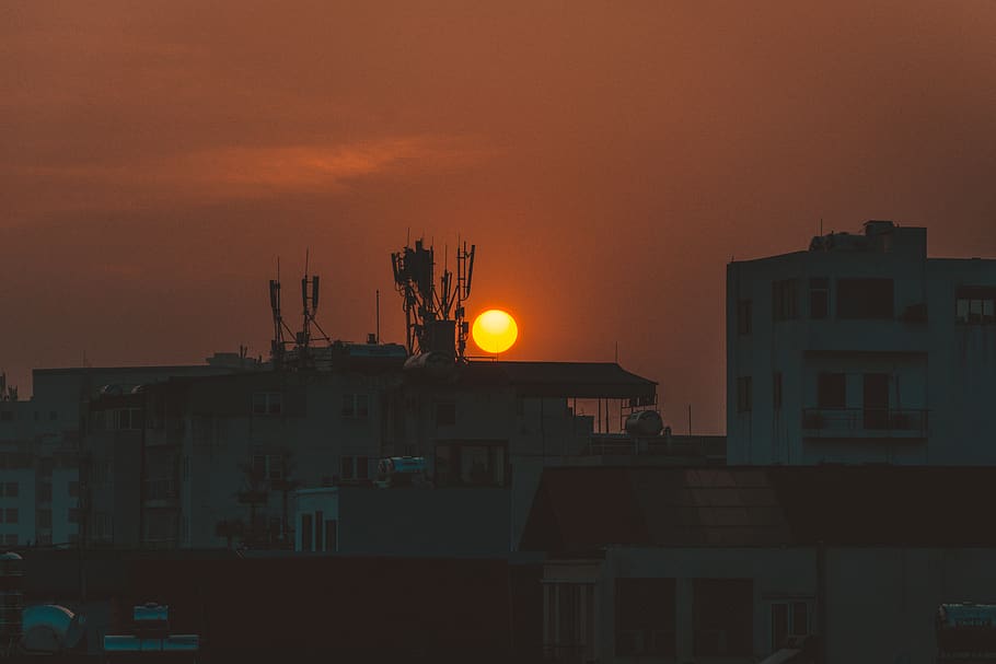 vietnam, hanoi, buildings, urban, rural, sunset, late, evening