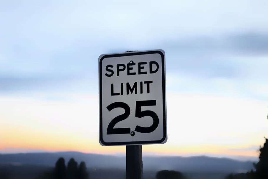 sign, signs, speed limit, street sign, traffic sign, sky, sunset