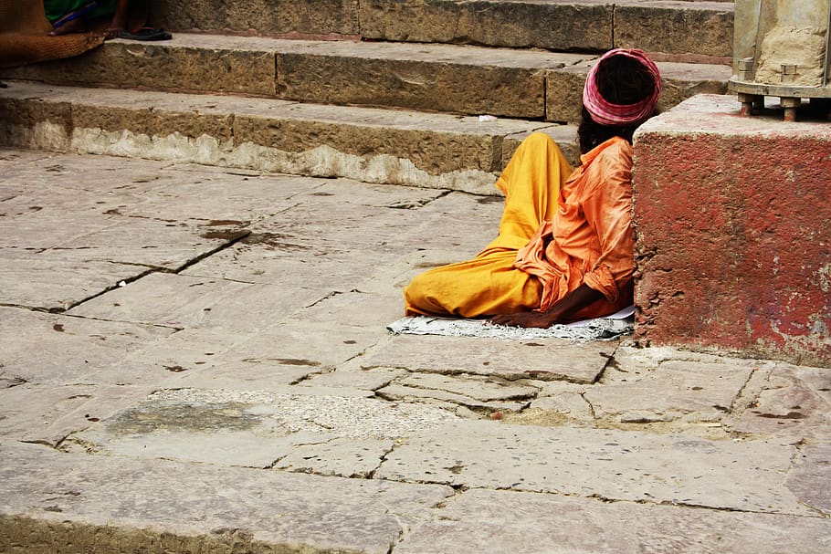india, guru, one person, real people, architecture, sitting