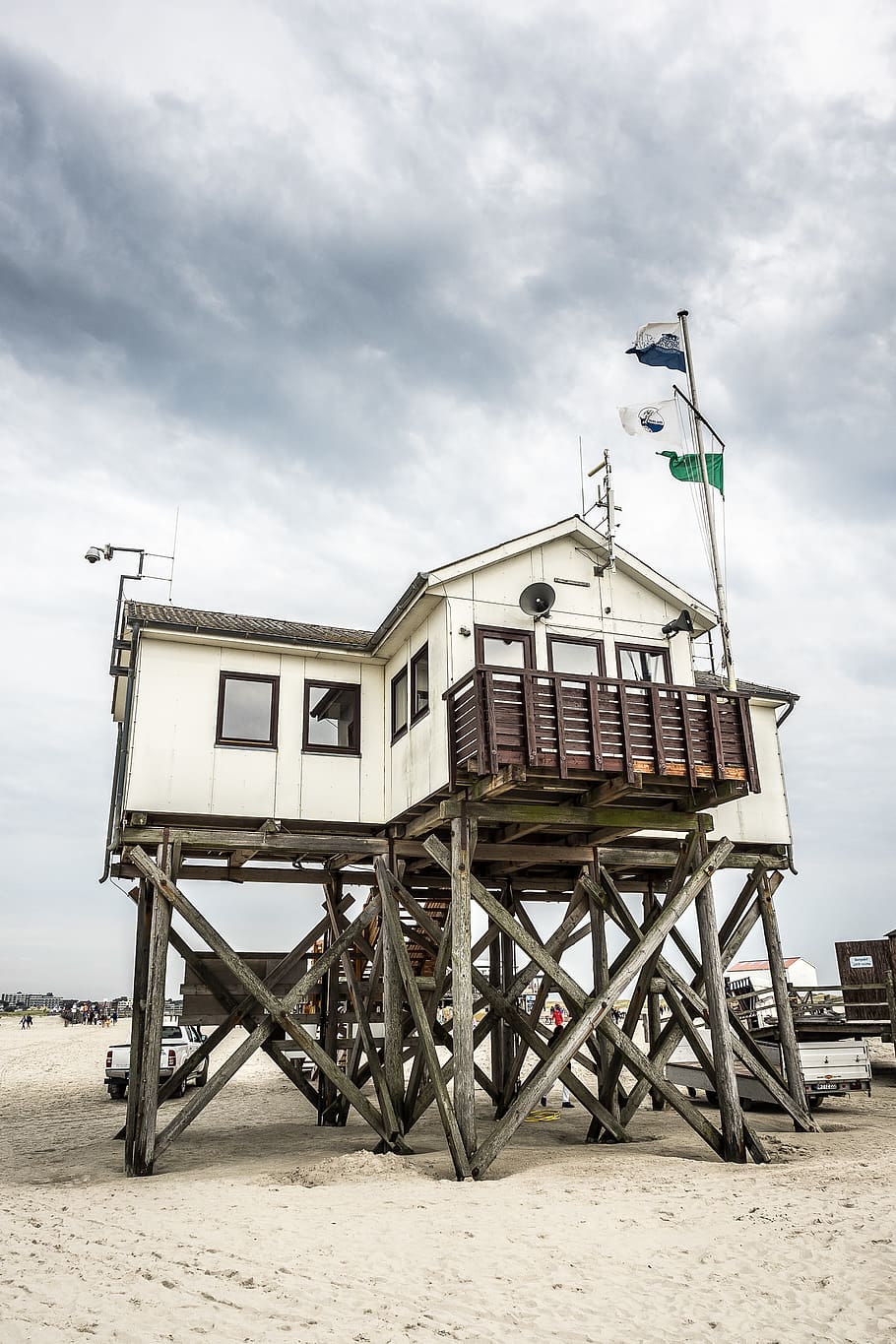 germany, sankt peter-ording, cloud - sky, land, beach, architecture HD wallpaper