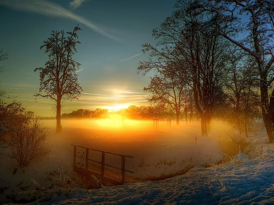 sun, evening, sunset, sky, landscape, nature, dusk, clouds HD wallpaper