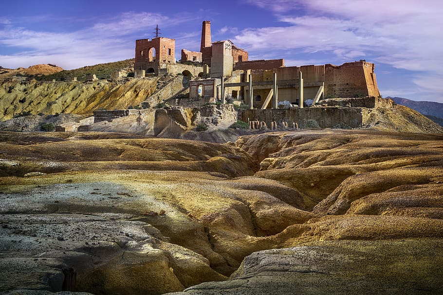 mines, ore, waste, quarry, stone, geology, architecture, sky HD wallpaper