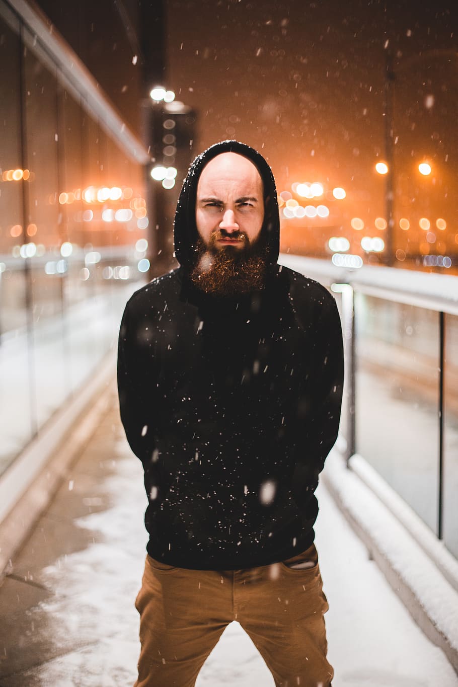 man wearing black pullover hooded jacket, face, person, human HD wallpaper