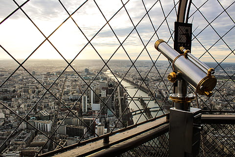 gray tower telescope, building, architecture, paris, france, banister HD wallpaper