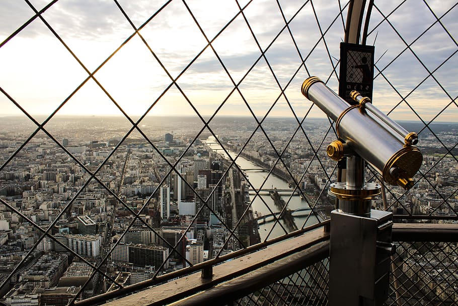 gray tower telescope, building, architecture, paris, france, banister HD wallpaper