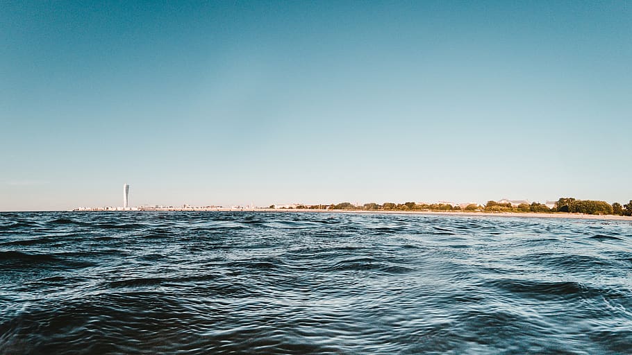 sweden, malmö, malmo, malmoe, water, ocean, beach, turning torso HD wallpaper