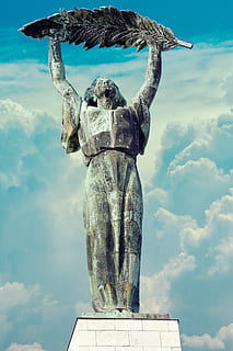 budapest, city, citadel, statue, hungary, cloud, huge, sky HD wallpaper