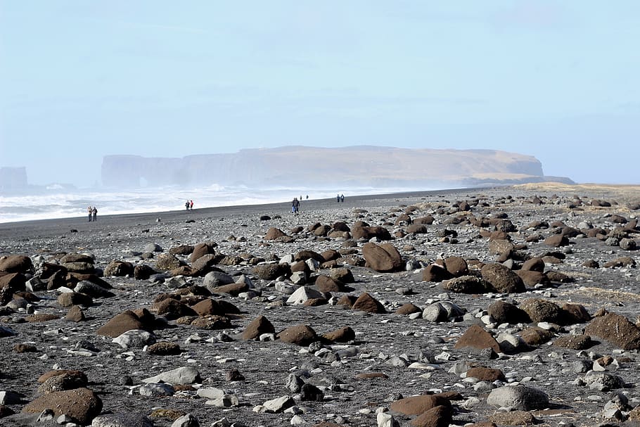 rubble, human, person, iceland, pebbley beach, vik, ground HD wallpaper