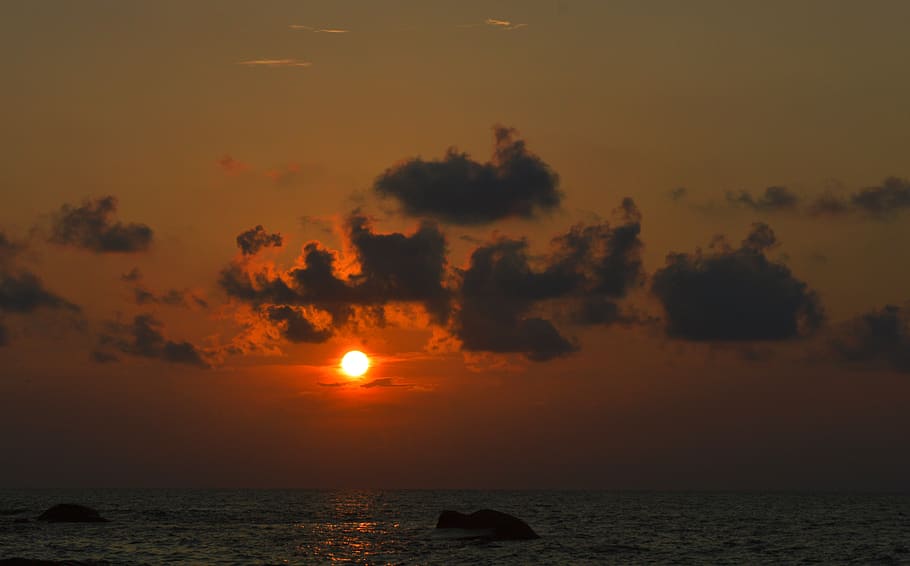 sunset, evening, sky, nature, landscape, dusk, mood, afterglow HD wallpaper
