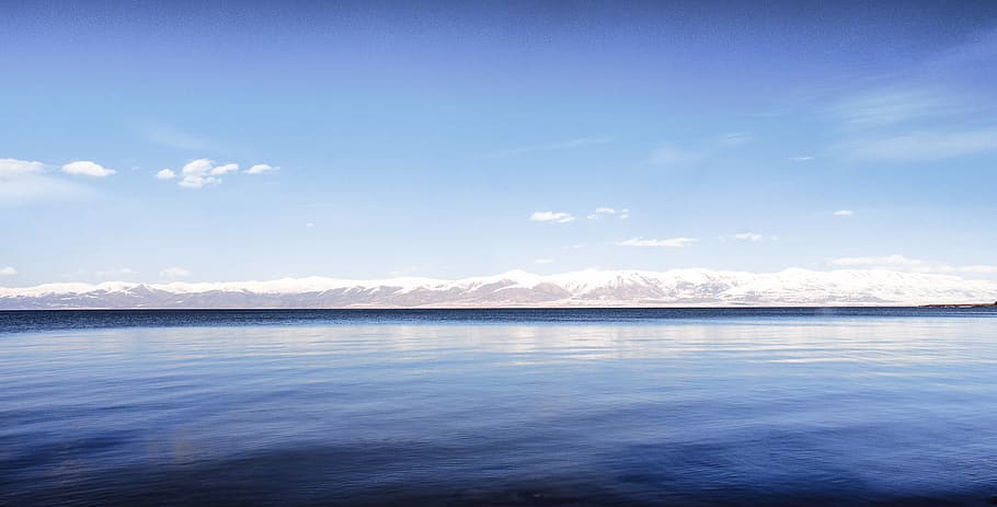 armenia, lake sevan, sky, mountains, travel, water, clouds, HD wallpaper