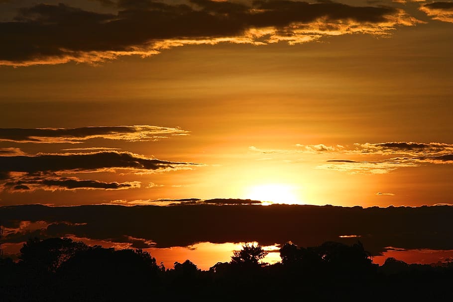 sunset, clouds, landscape, evening, beauty in nature, scenics - nature HD wallpaper