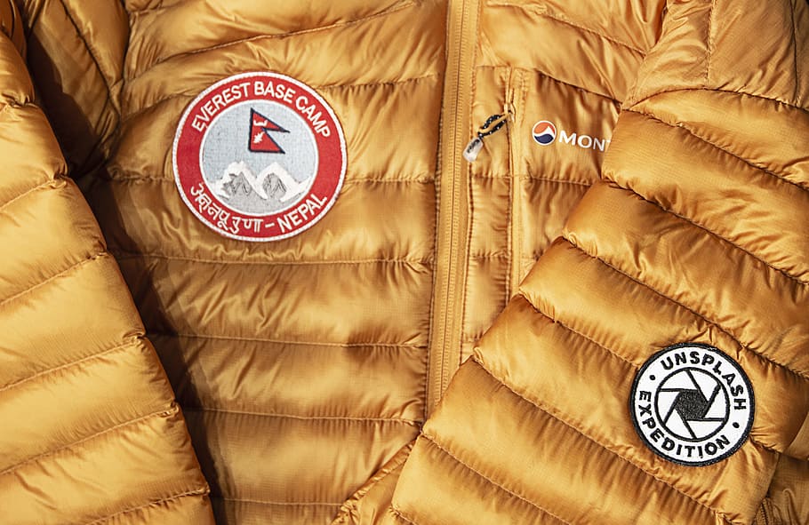yellow and red zip-up bubble jacket, patch, unsplash, everest HD wallpaper