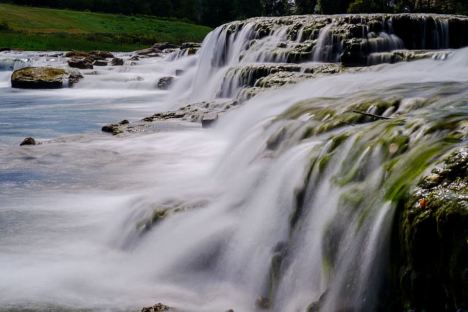 waterfall, river, bach, flow, movement, racing, rock, stones HD wallpaper