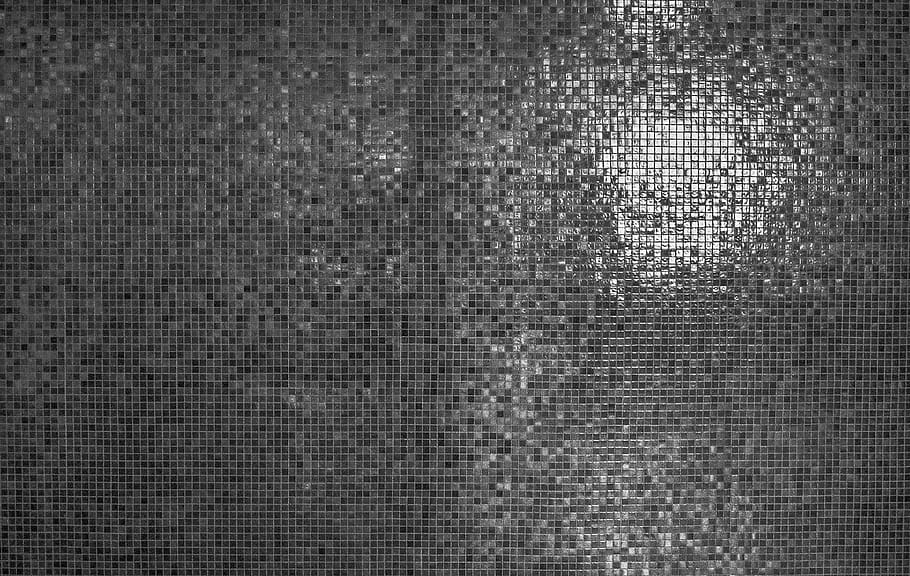 art, abstract, tiles, square, pixels, light, dark, monochrome HD wallpaper